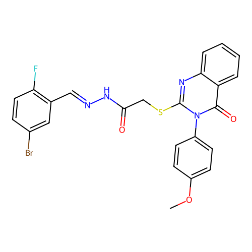 (E)-N'-(5-bromo-2-fluorobenzylidene)-2-((3-(4-methoxyphenyl)-4-oxo-3,4-dihydroquinazolin-2-yl)thio)acetohydrazide structure