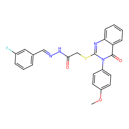 (E)-N'-(3-fluorobenzylidene)-2-((3-(4-methoxyphenyl)-4-oxo-3,4-dihydroquinazolin-2-yl)thio)acetohydrazide structure