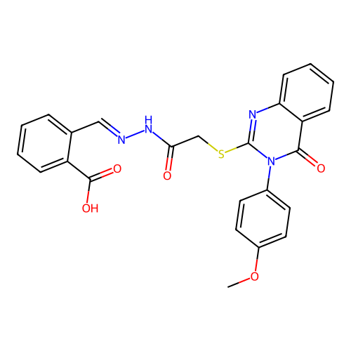 (E)-2-((2-(2-((3-(4-methoxyphenyl)-4-oxo-3,4-dihydroquinazolin-2-yl)thio)acetyl)hydrazono)methyl)benzoic acid structure