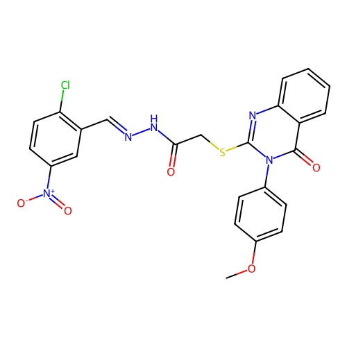 (E)-N'-(2-chloro-5-nitrobenzylidene)-2-((3-(4-methoxyphenyl)-4-oxo-3,4-dihydroquinazolin-2-yl)thio)acetohydrazide structure