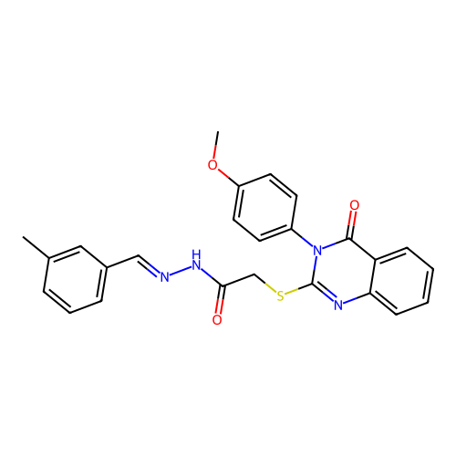 (E)-2-((3-(4-methoxyphenyl)-4-oxo-3,4-dihydroquinazolin-2-yl)thio)-N'-(3-methylbenzylidene)acetohydrazide structure