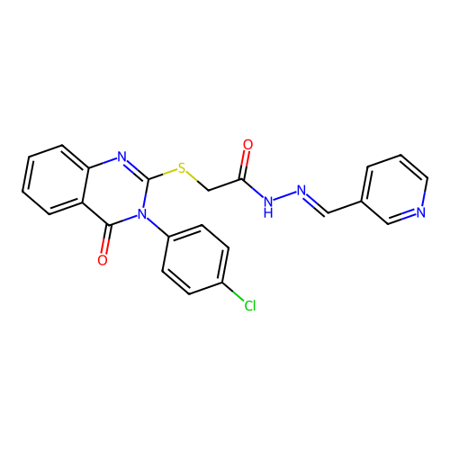 (E)-2-((3-(4-chlorophenyl)-4-oxo-3,4-dihydroquinazolin-2-yl)thio)-N'-(pyridin-3-ylmethylene)acetohydrazide structure