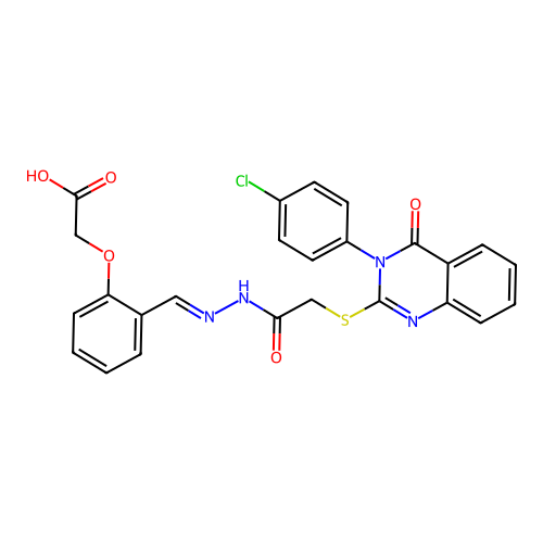 (2-{(E)-[2-({[3-(4-chlorophenyl)-4-oxo-3,4-dihydroquinazolin-2-yl]sulfanyl}acetyl)hydrazinylidene]methyl}phenoxy)acetic acid structure