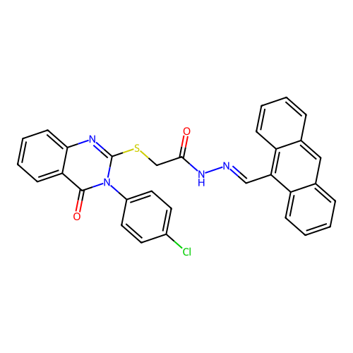 (E)-N'-(anthracen-9-ylmethylene)-2-((3-(4-chlorophenyl)-4-oxo-3,4-dihydroquinazolin-2-yl)thio)acetohydrazide structure