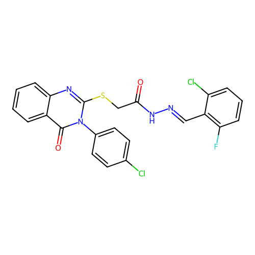 (E)-N'-(2-chloro-6-fluorobenzylidene)-2-((3-(4-chlorophenyl)-4-oxo-3,4-dihydroquinazolin-2-yl)thio)acetohydrazide structure