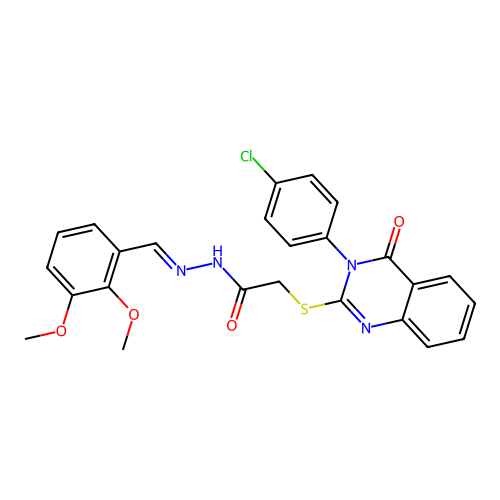 (E)-2-((3-(4-chlorophenyl)-4-oxo-3,4-dihydroquinazolin-2-yl)thio)-N'-(2,3-dimethoxybenzylidene)acetohydrazide structure