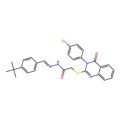 (E)-N'-(4-(tert-butyl)benzylidene)-2-((3-(4-chlorophenyl)-4-oxo-3,4-dihydroquinazolin-2-yl)thio)acetohydrazide structure