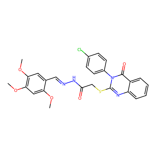 (E)-2-((3-(4-chlorophenyl)-4-oxo-3,4-dihydroquinazolin-2-yl)thio)-N'-(2,4,5-trimethoxybenzylidene)acetohydrazide structure