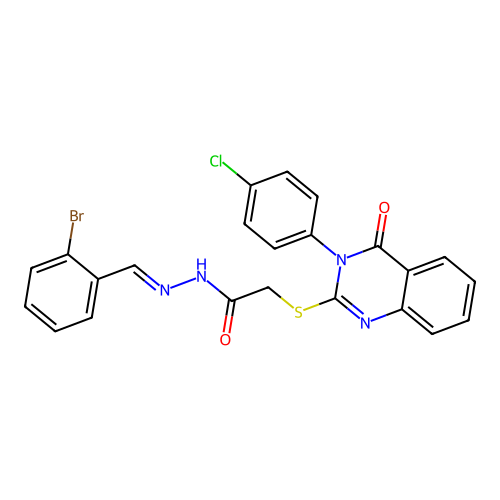 (E)-N'-(2-bromobenzylidene)-2-((3-(4-chlorophenyl)-4-oxo-3,4-dihydroquinazolin-2-yl)thio)acetohydrazide structure