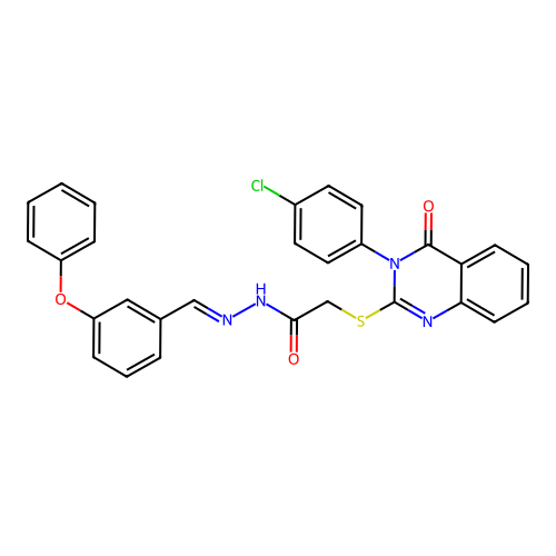 (E)-2-((3-(4-chlorophenyl)-4-oxo-3,4-dihydroquinazolin-2-yl)thio)-N'-(3-phenoxybenzylidene)acetohydrazide structure