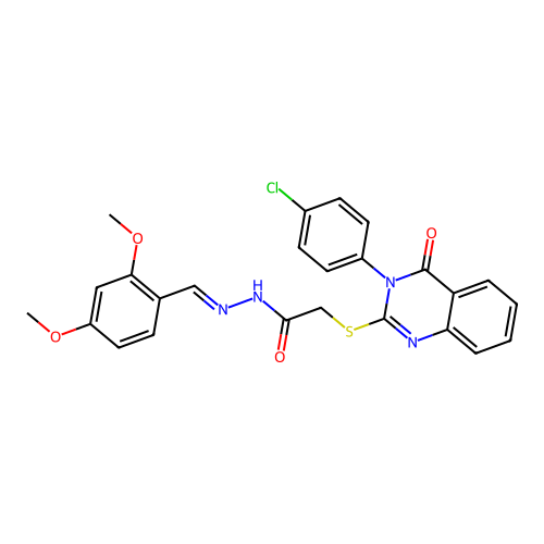(E)-2-((3-(4-chlorophenyl)-4-oxo-3,4-dihydroquinazolin-2-yl)thio)-N'-(2,4-dimethoxybenzylidene)acetohydrazide structure