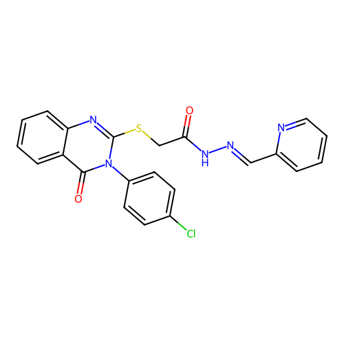 (E)-2-((3-(4-chlorophenyl)-4-oxo-3,4-dihydroquinazolin-2-yl)thio)-N'-(pyridin-2-ylmethylene)acetohydrazide structure