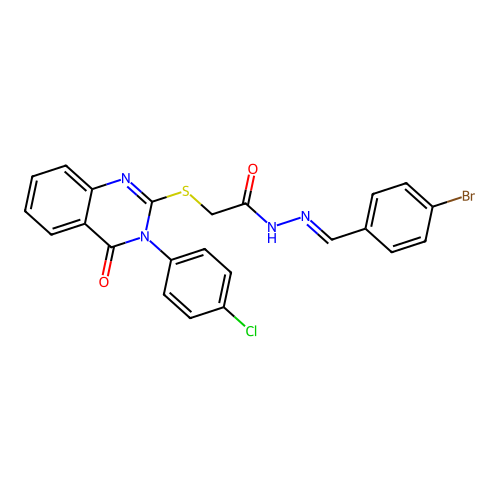 (E)-N'-(4-bromobenzylidene)-2-((3-(4-chlorophenyl)-4-oxo-3,4-dihydroquinazolin-2-yl)thio)acetohydrazide structure