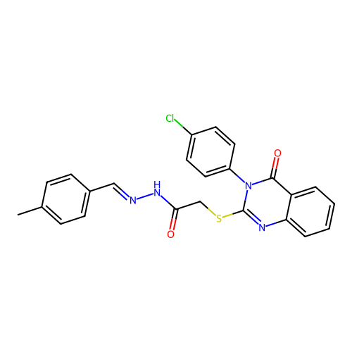 (E)-2-((3-(4-chlorophenyl)-4-oxo-3,4-dihydroquinazolin-2-yl)thio)-N'-(4-methylbenzylidene)acetohydrazide structure