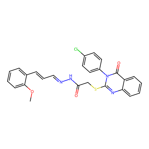 (E)-2-((3-(4-chlorophenyl)-4-oxo-3,4-dihydroquinazolin-2-yl)thio)-N'-((E)-3-(2-methoxyphenyl)allylidene)acetohydrazide structure