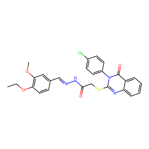 (E)-2-((3-(4-chlorophenyl)-4-oxo-3,4-dihydroquinazolin-2-yl)thio)-N'-(4-ethoxy-3-methoxybenzylidene)acetohydrazide structure