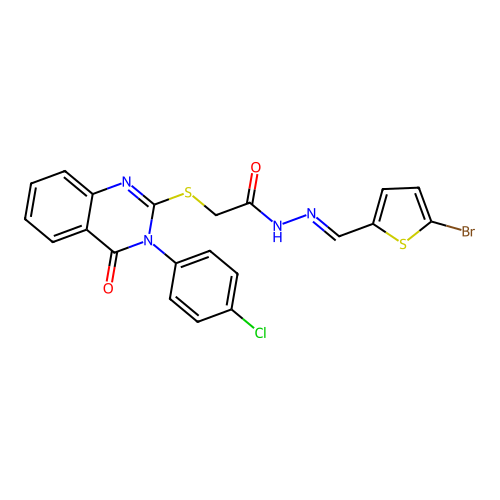 (E)-N'-((5-bromothiophen-2-yl)methylene)-2-((3-(4-chlorophenyl)-4-oxo-3,4-dihydroquinazolin-2-yl)thio)acetohydrazide structure
