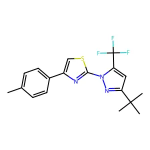 2-[3-Tert-butyl-5-(trifluoromethyl)pyrazol-1-yl]-4-(4-methylphenyl)-1,3-thiazole structure
