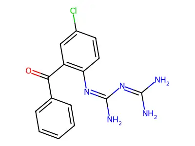 2-(2-Benzoyl-4-chlorophenyl)-1-(diaminomethylidene)guanidine structure