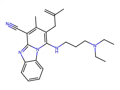 1-((3-(diethylamino)propyl)amino)-3-methyl-2-(2-methylallyl)benzo[4,5]imidazo[1,2-a]pyridine-4-carbonitrile structure
