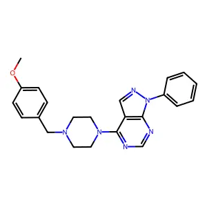 4-[4-(4-methoxybenzyl)-1-piperazinyl]-1-phenyl-1H-pyrazolo[3,4-d]pyrimidine structure