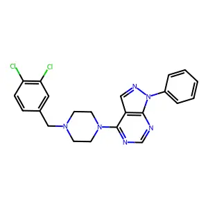 4-(4-(3,4-dichlorobenzyl)piperazin-1-yl)-1-phenyl-1H-pyrazolo[3,4-d]pyrimidine structure