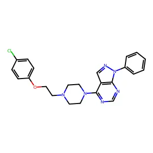 4-{4-[2-(4-chlorophenoxy)ethyl]-1-piperazinyl}-1-phenyl-1H-pyrazolo[3,4-d]pyrimidine structure