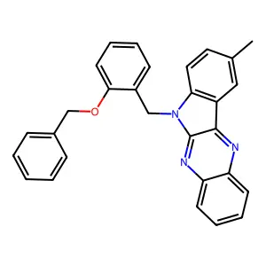 6-(2-(benzyloxy)benzyl)-9-methyl-6H-indolo[2,3-b]quinoxaline structure