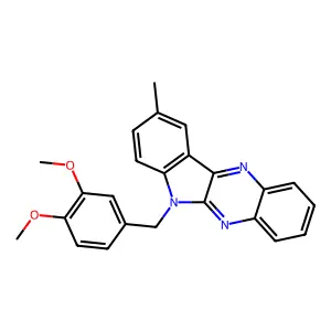 6-(3,4-dimethoxybenzyl)-9-methyl-6H-indolo[2,3-b]quinoxaline structure