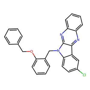 6-[2-(benzyloxy)benzyl]-9-chloro-6H-indolo[2,3-b]quinoxaline structure