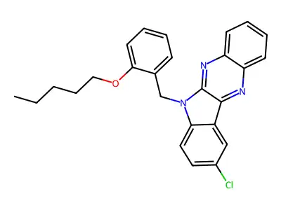 9-chloro-6-[2-(pentyloxy)benzyl]-6H-indolo[2,3-b]quinoxaline structure