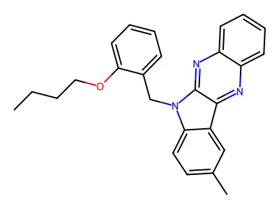 6-(2-butoxybenzyl)-9-methyl-6H-indolo[2,3-b]quinoxaline structure
