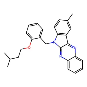 6-(2-(isopentyloxy)benzyl)-9-methyl-6H-indolo[2,3-b]quinoxaline structure