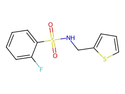 2-fluoro-N-(thiophen-2-ylmethyl)benzenesulfonamide structure