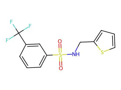 N-(thiophen-2-ylmethyl)-3-(trifluoromethyl)benzenesulfonamide structure