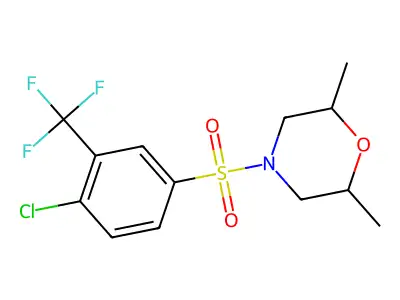 4-((4-Chloro-3-(trifluoromethyl)phenyl)sulfonyl)-2,6-dimethylmorpholine structure