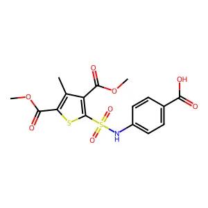 4-(3,5-Bis(methoxycarbonyl)-4-methylthiophene-2-sulfonamido)benzoic acid structure