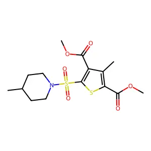 dimethyl 3-methyl-5-[(4-methylpiperidin-1-yl)sulfonyl]thiophene-2,4-dicarboxylate structure
