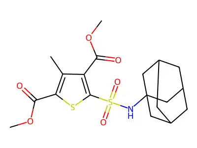 Dimethyl 5-(1-adamantylsulfamoyl)-3-methylthiophene-2,4-dicarboxylate structure