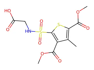 2-[3,5-Bis(methoxycarbonyl)-4-methylthiophene-2-sulfonamido]acetic acid structure