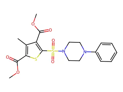 Dimethyl 3-methyl-5-(4-phenylpiperazin-1-yl)sulfonylthiophene-2,4-dicarboxylate structure