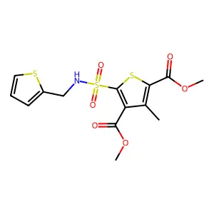 dimethyl 3-methyl-5-{[(2-thienylmethyl)amino]sulfonyl}-2,4-thiophenedicarboxylate structure