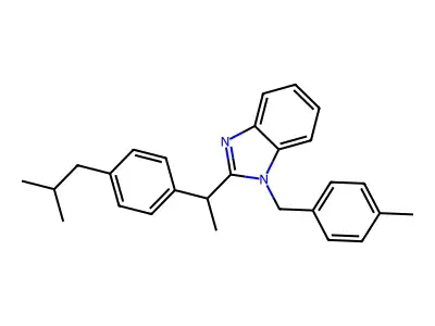 1-[(4-Methylphenyl)methyl]-2-{[4-(2-methylpropyl)phenyl]ethyl}benzimidazole structure