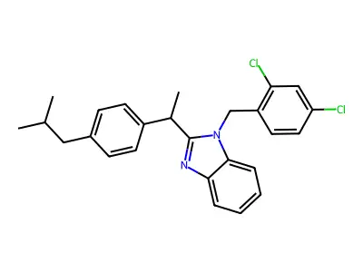 1-(2,4-dichlorobenzyl)-2-{1-[4-(2-methylpropyl)phenyl]ethyl}-1H-benzimidazole structure