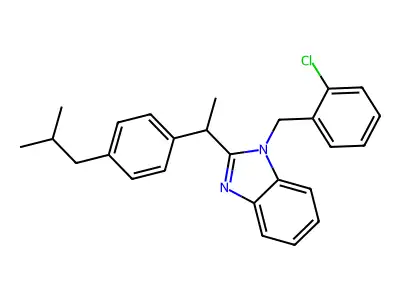 1-(2-chlorobenzyl)-2-(1-(4-isobutylphenyl)ethyl)-1H-benzimidazole structure