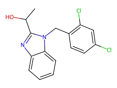 1-(1-(2,4-dichlorobenzyl)-1H-benzo[d]imidazol-2-yl)ethanol structure