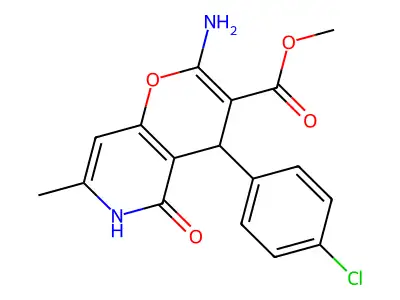 methyl 2-amino-4-(4-chlorophenyl)-7-methyl-5-oxo-5,6-dihydro-4H-pyrano[3,2-c]pyridine-3-carboxylate structure
