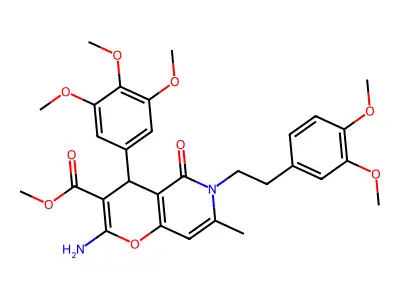 methyl 2-amino-6-(3,4-dimethoxyphenethyl)-7-methyl-5-oxo-4-(3,4,5-trimethoxyphenyl)-5,6-dihydro-4H-pyrano[3,2-c]pyridine-3-carboxylate structure