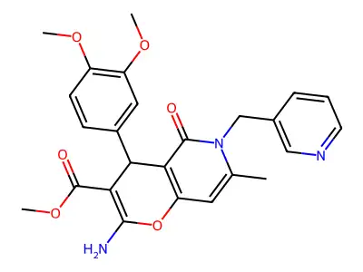methyl 2-amino-4-(3,4-dimethoxyphenyl)-7-methyl-5-oxo-6-(pyridin-3-ylmethyl)-5,6-dihydro-4H-pyrano[3,2-c]pyridine-3-carboxylate structure