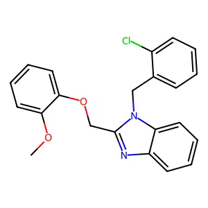 1-(2-chlorobenzyl)-2-((2-methoxyphenoxy)methyl)-1H-benzo[d]imidazole structure